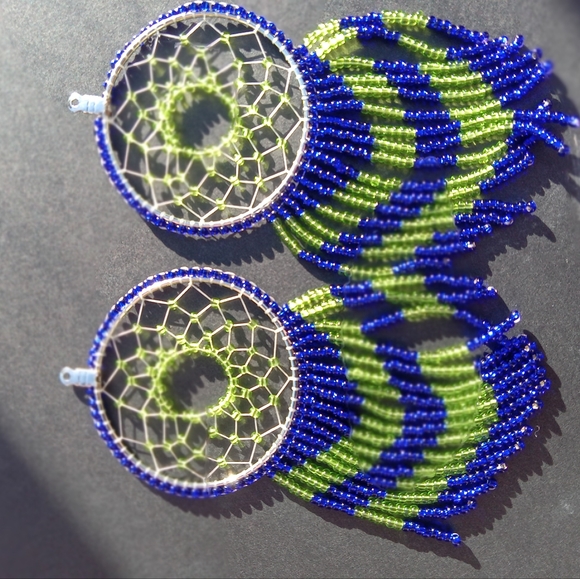 Handmade beaded Dream catcher earrings - Picture 11 of 12